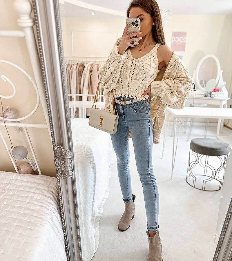 Světlé prodloužené džíny Menilia