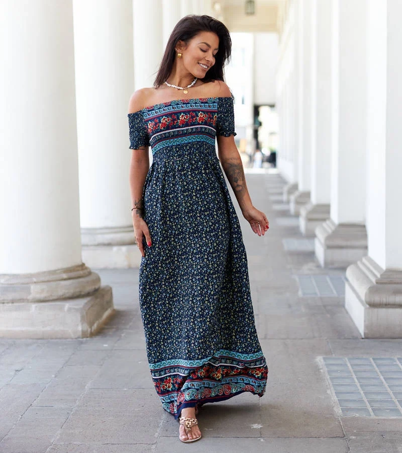 Tmavě modré vzorované šaty Iadanza