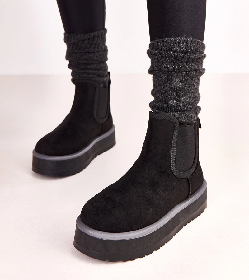 Černé nízké sněhule s elastickou vsadkou Nancey