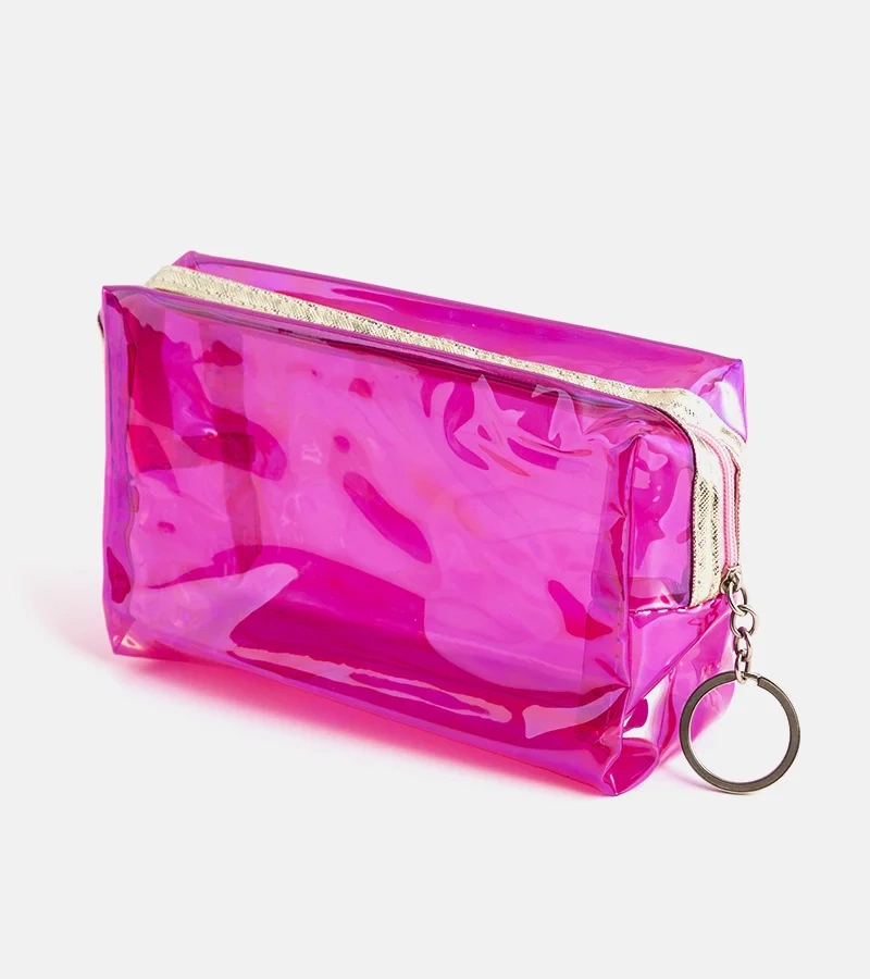 Růžová průhledná kosmetická taška Ferra