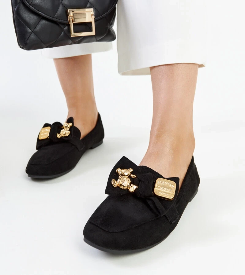 Černé mokasíny s dekorativní sponou Kibra