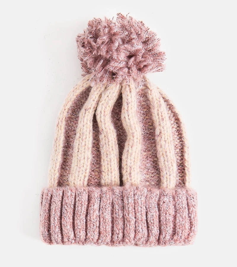 Růžová čepice s bambulí Cormil