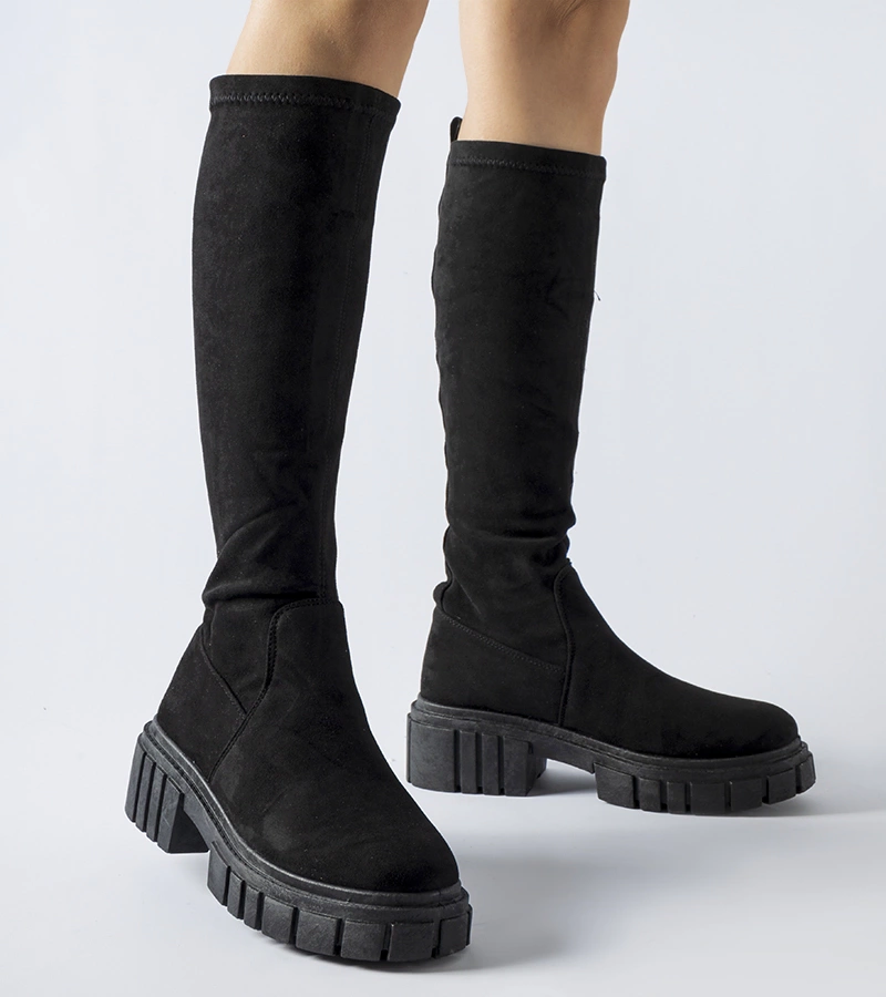 Černé dlouhé ponožkové trapery Donnino