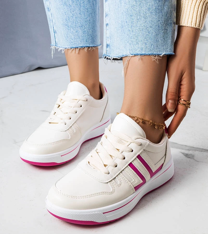 Krémové tenisky s růžovými vložkami Olympia