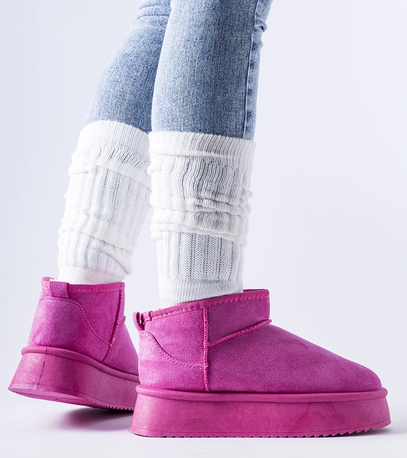 Růžové zateplené sněhule na platformě Miso