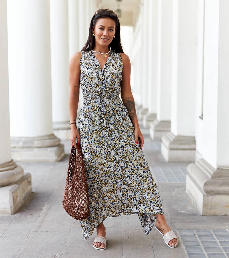 Námořnicky modré květinové šaty Napolitano