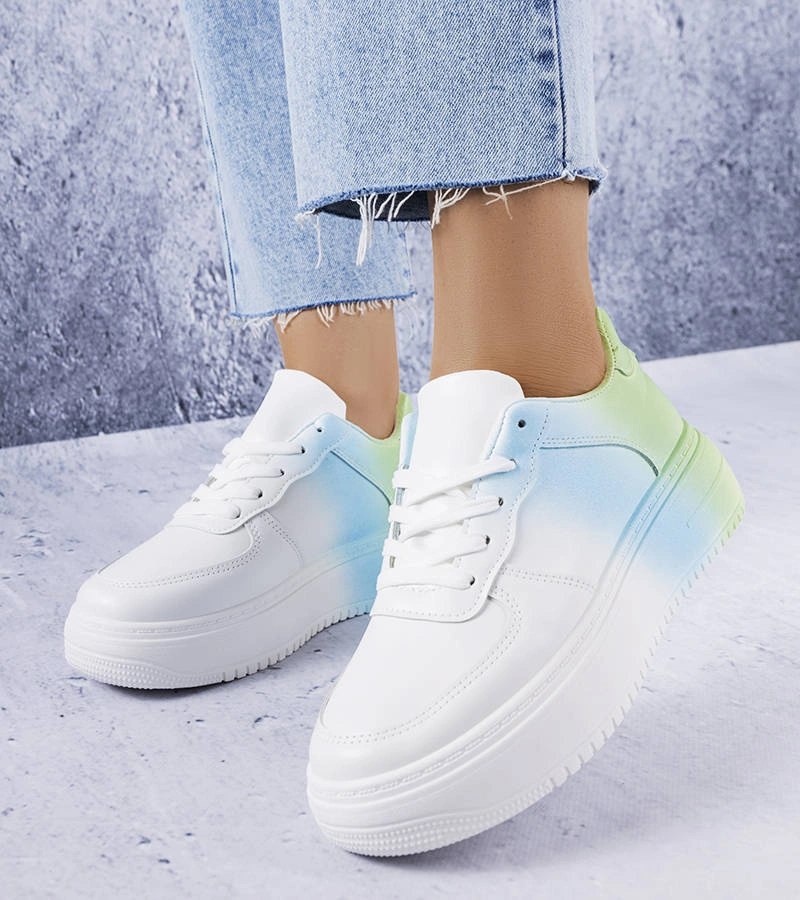 Bílé a zelené tenisky na platformě Lance