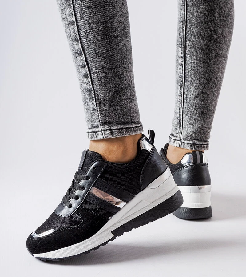 Černo-stříbrné tenisky na platformě Titusville