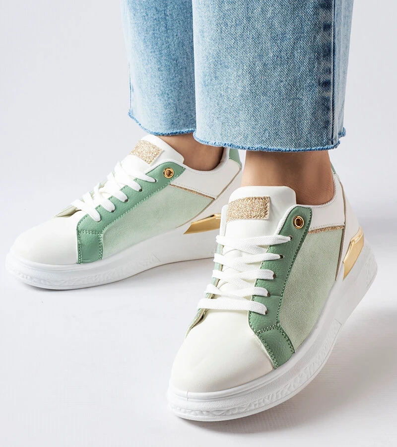 Bílo-zelené boty se zlatým akcentem Palais