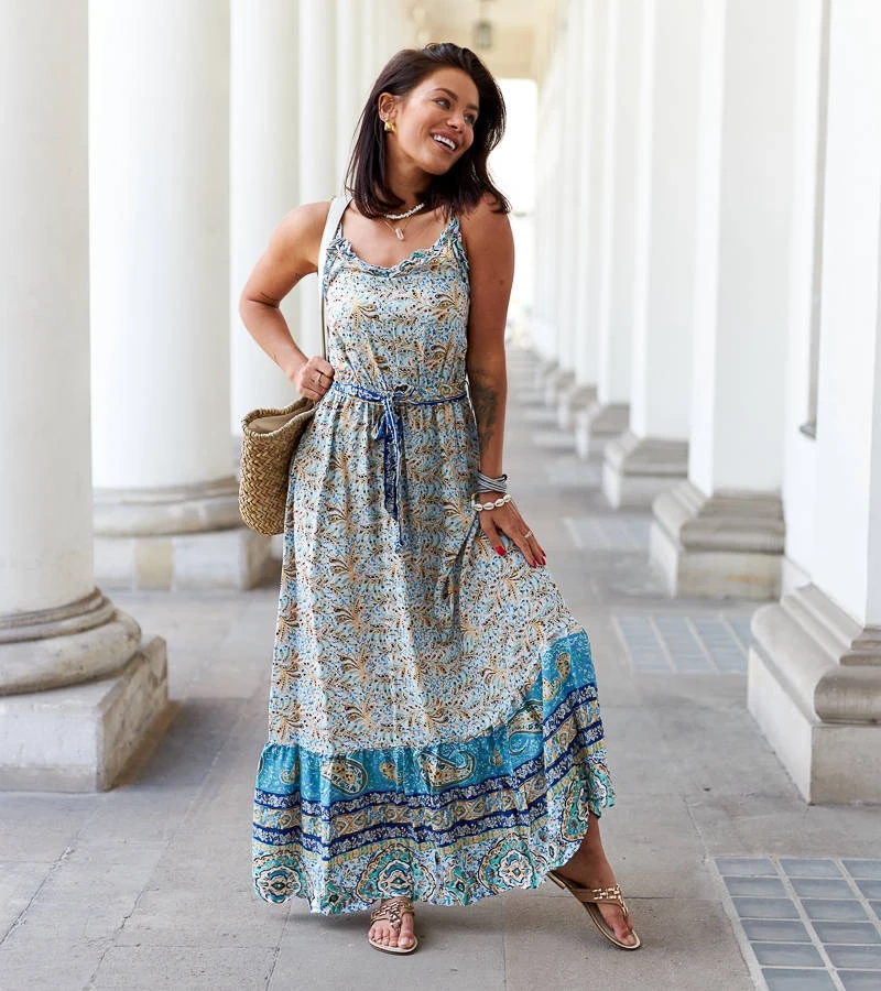 Vzorkované maxi šaty Libera