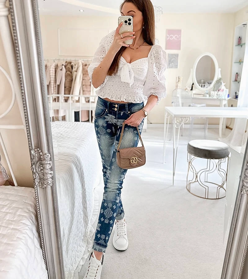 Dámské kalhoty s džínovou trubkou Dona