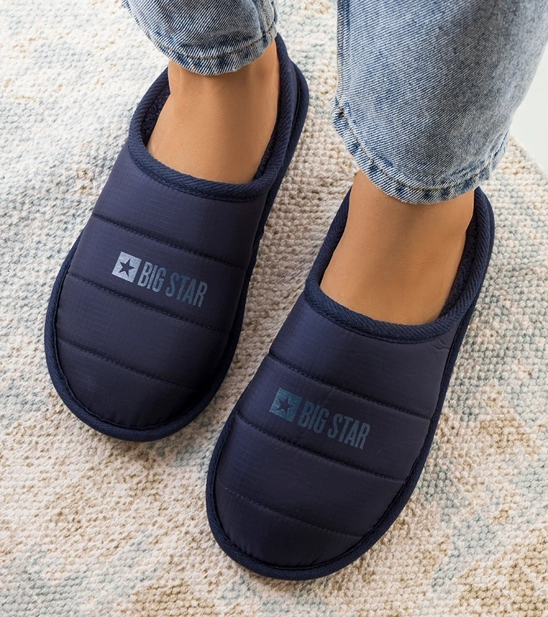 Námořnicky modré dámské zateplené pantofle KK274602