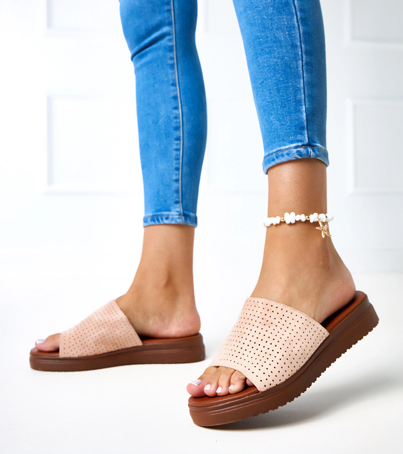 Růžové žabky s prolamovaným svrškem Idabel