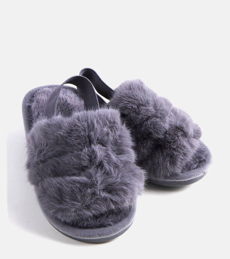 Šedé pantofle Mia s gumovou podrážkou