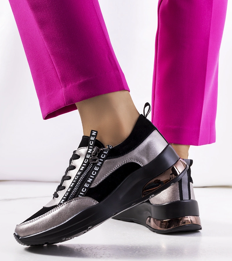 Černé kožené tenisky Belita