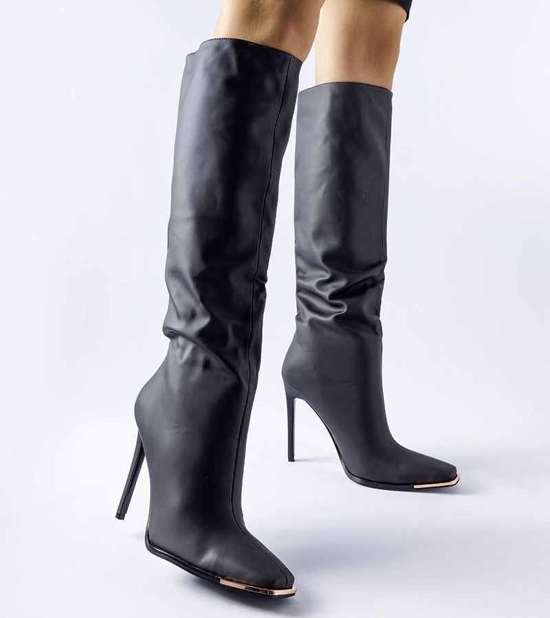 Černé kozačky na vysokém podpatku Conjunto