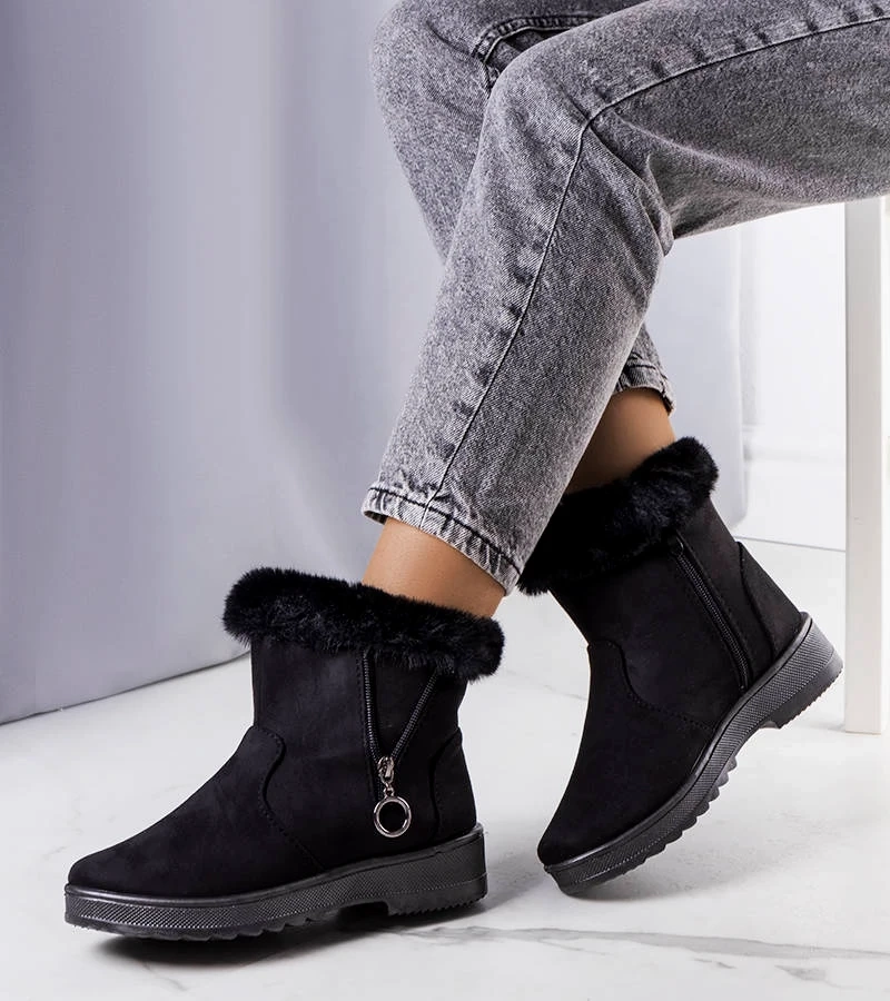 Černé zateplené sněhule se zipem Katalina