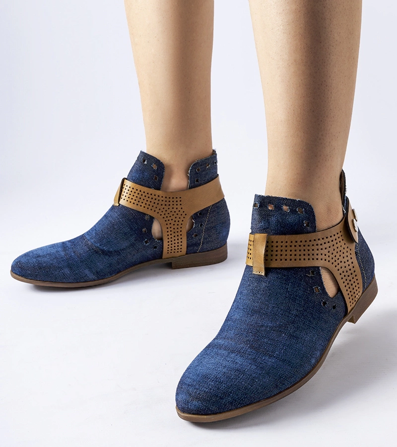 Džínové krajkové výřezy botky Lungodora