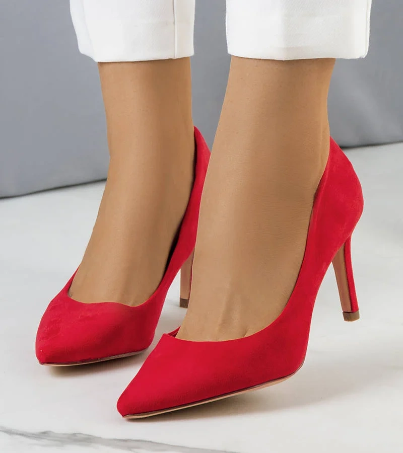 Červené lodičky Kauri na jehlovém podpatku