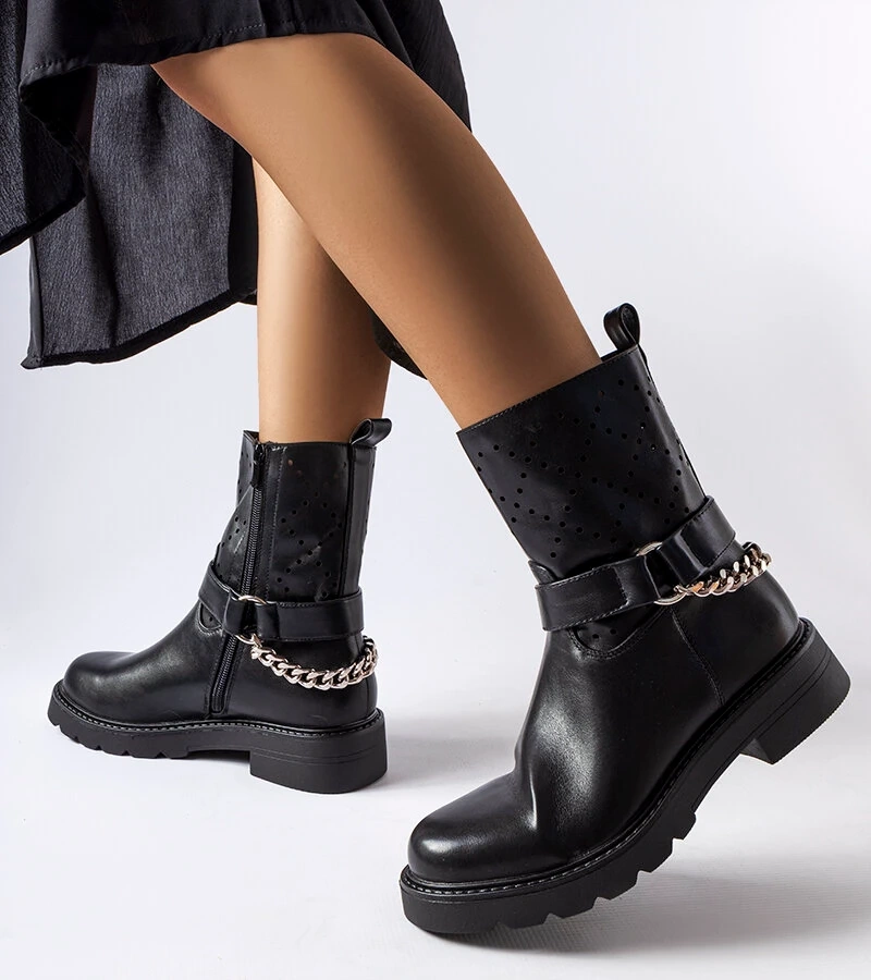 Černé průhledné kotníčkové boty s řetízkem Procopio