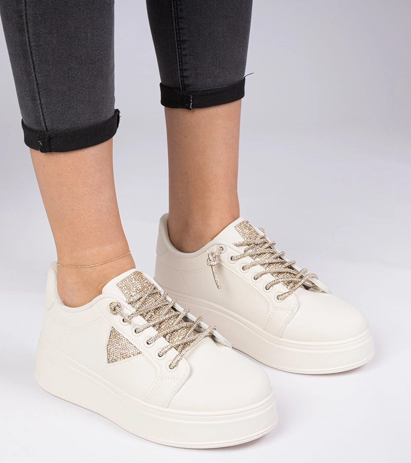 Béžové tenisky s zlatými zirkony Treysi