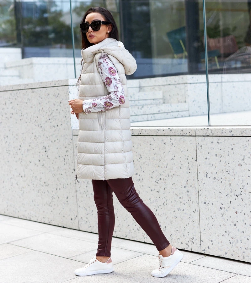 Dámská dlouhá béžová vesta Bovegno