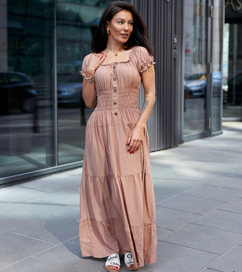 Hnědé šaty s řasením Betsi