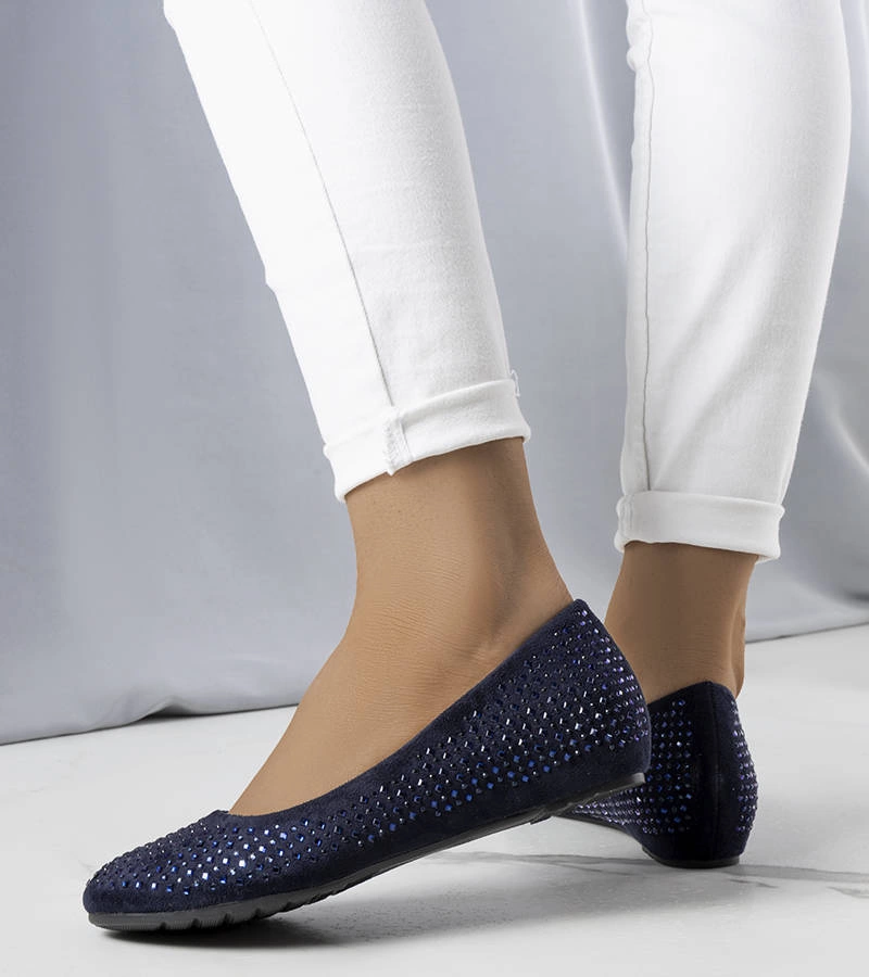 Námořnicky modré baleríny s krytými podpatky Julie