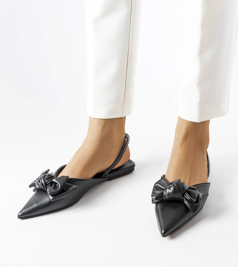 Černé baleríny s otevřeným podpatkem Bonarcado