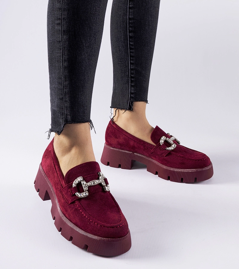 Bordové mokasíny s cyrkonii Giacomo