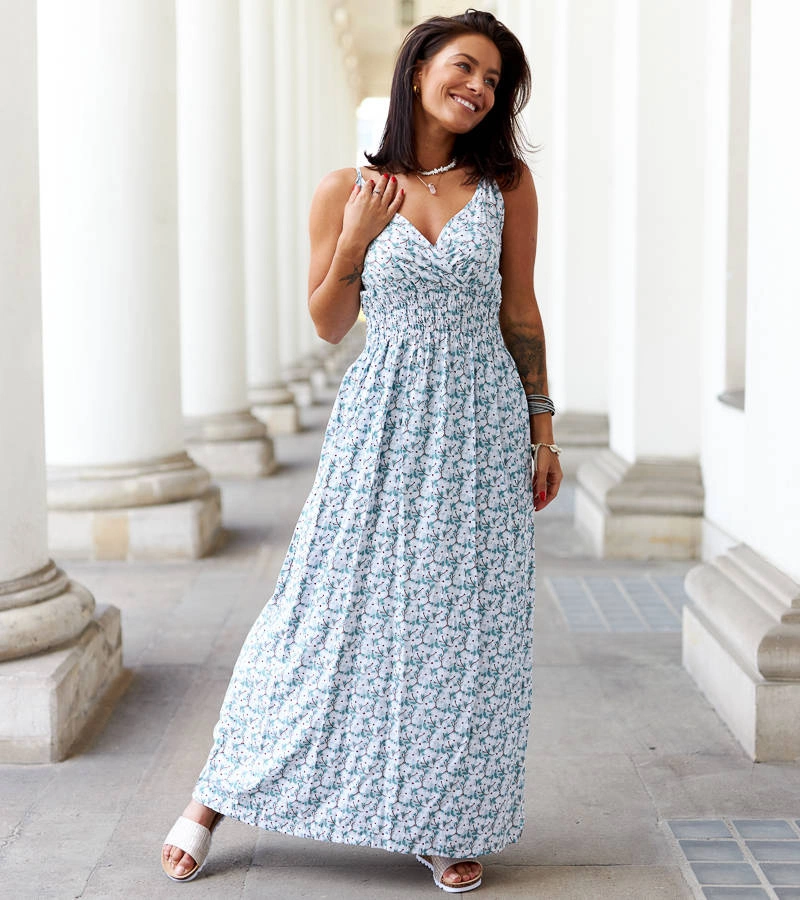 Zelené květinové maxi šaty Jolanda