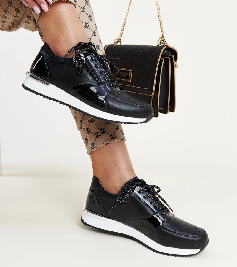 Černé kožené tenisky s kovovou vložkou Rida