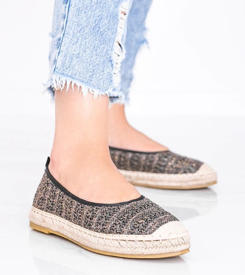 Hnědé espadrilky se zlatou nití Zoey
