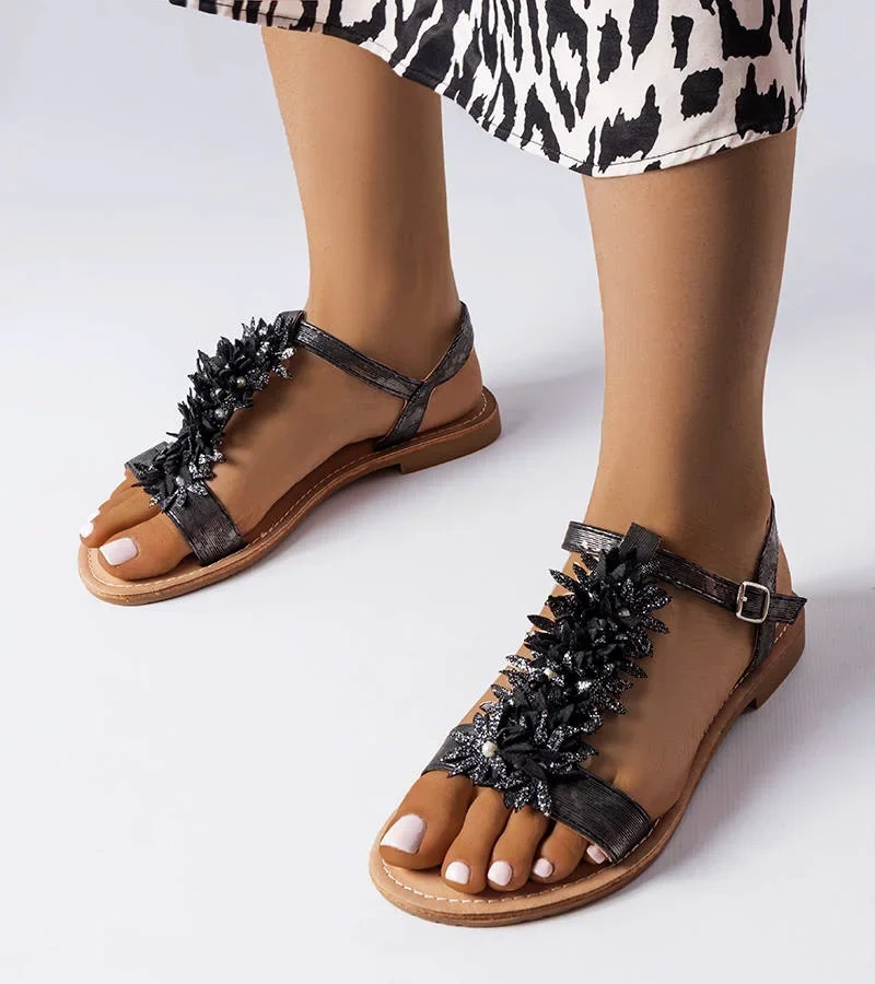 Černé metalické sandály Richard