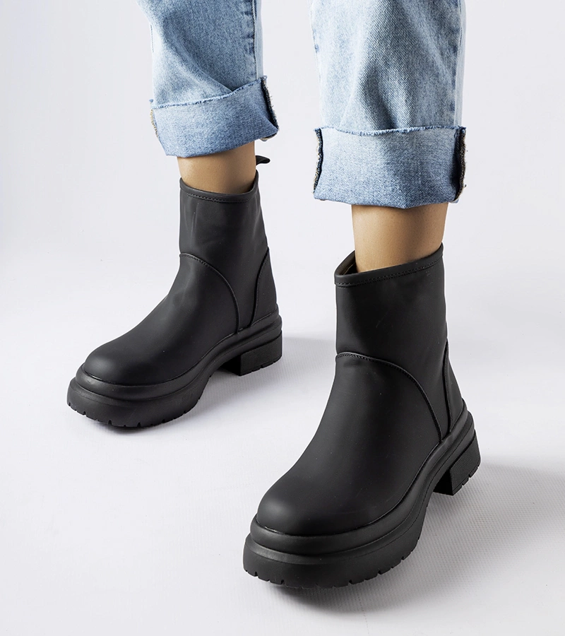 Černé gumové vlněné kotníkové boty Clotilde