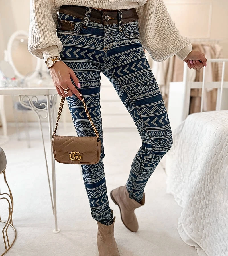 Modré prošívané kalhoty Turgeon