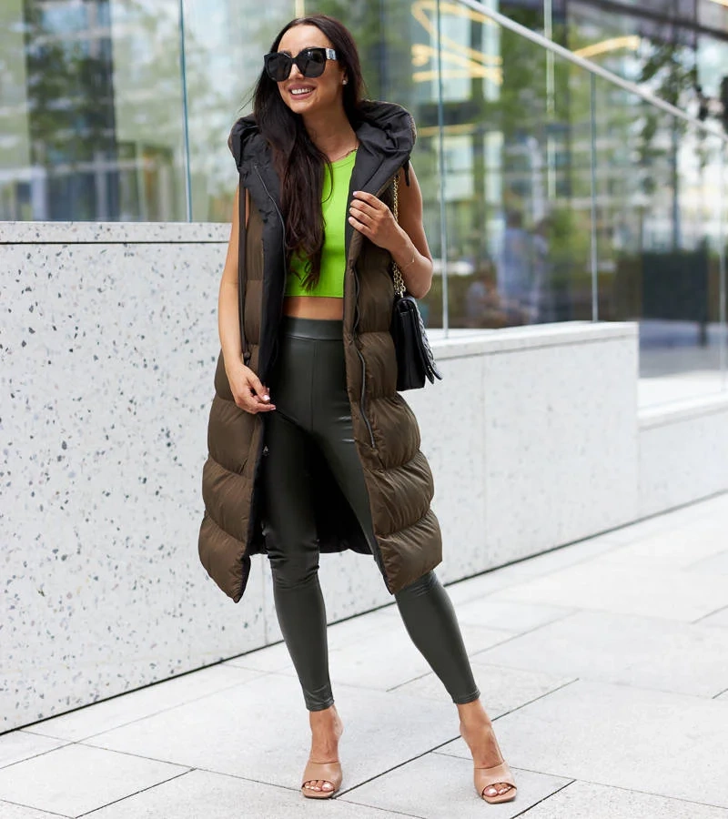 Zeleno-černá oboustranná dlouhá vesta Sopra