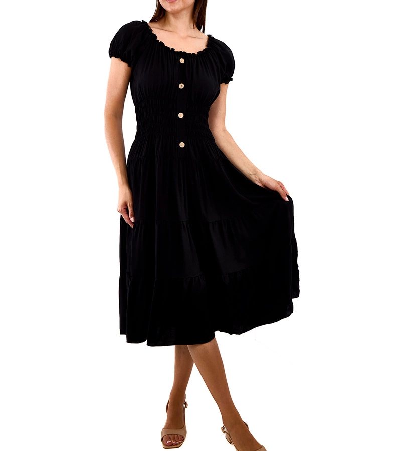 Černé midi šaty s řasením od Tarano