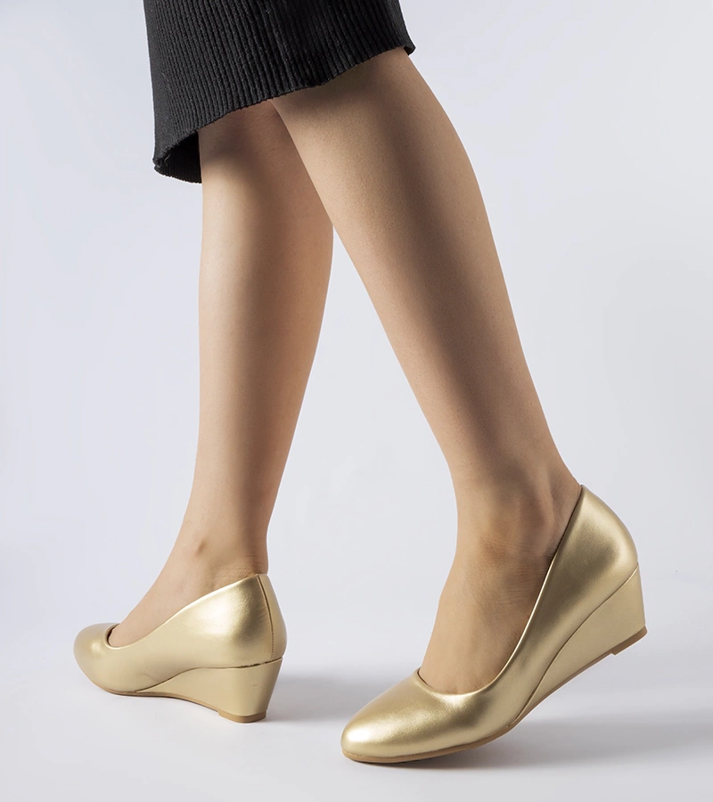 Zlaté baletky na nízké podpatky Houston