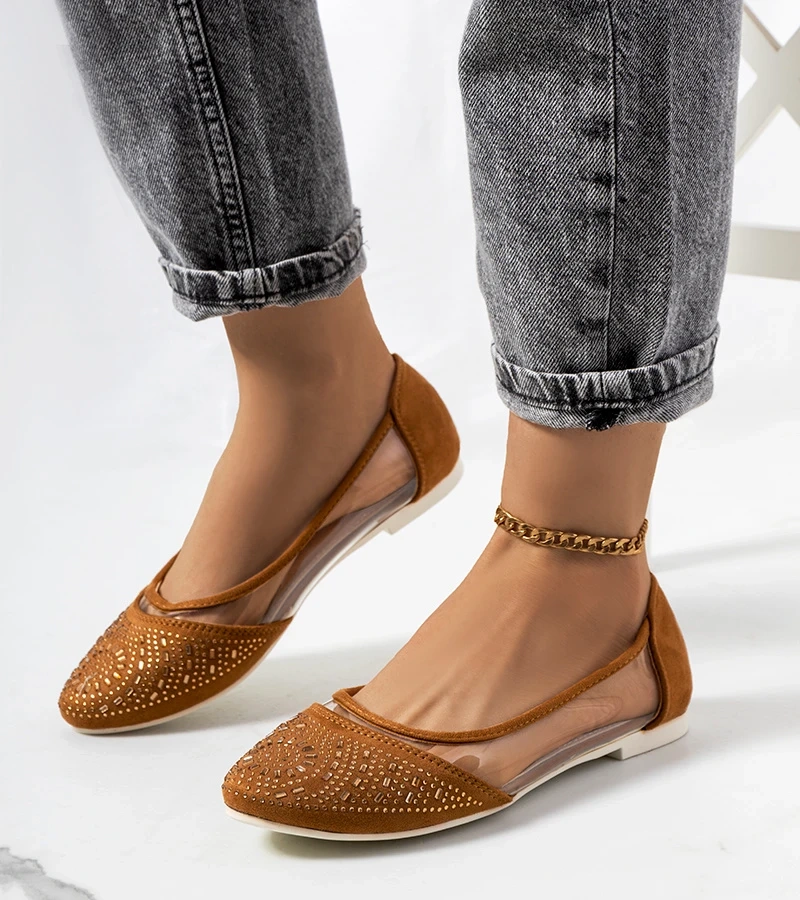 Hnědé poloprůhledné baleríny Malene