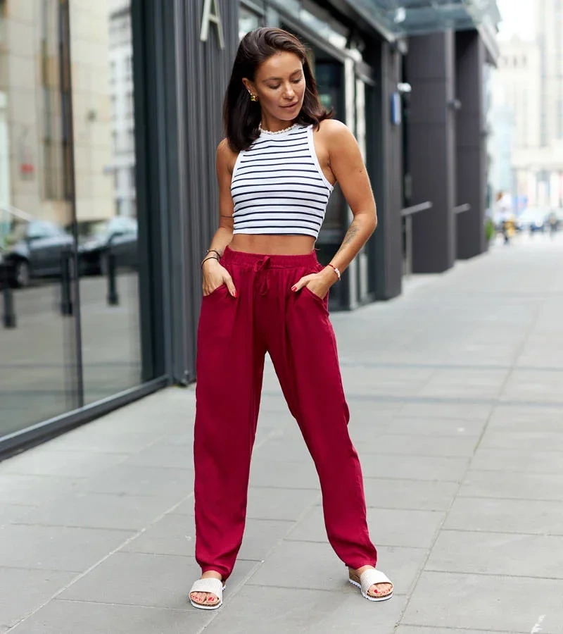 Bordó kalhoty Margno volného střihu