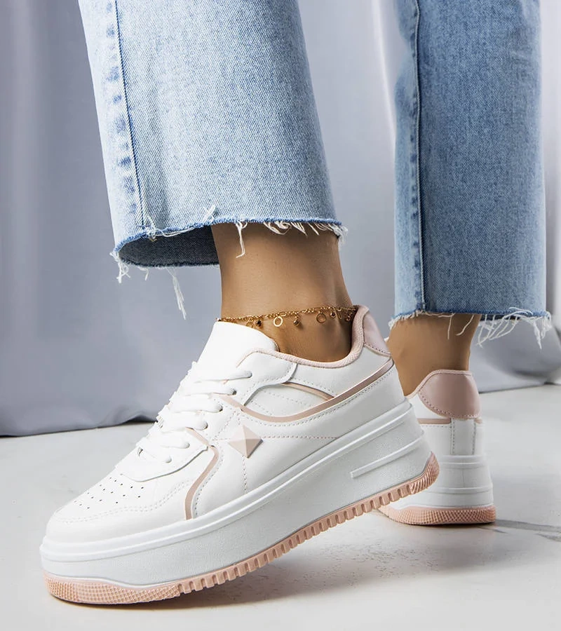 Bílé a růžové tenisky na platformě od Lepage