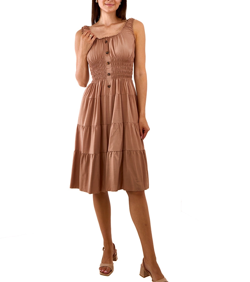 Hnědé šaty na ramínkách Masaew