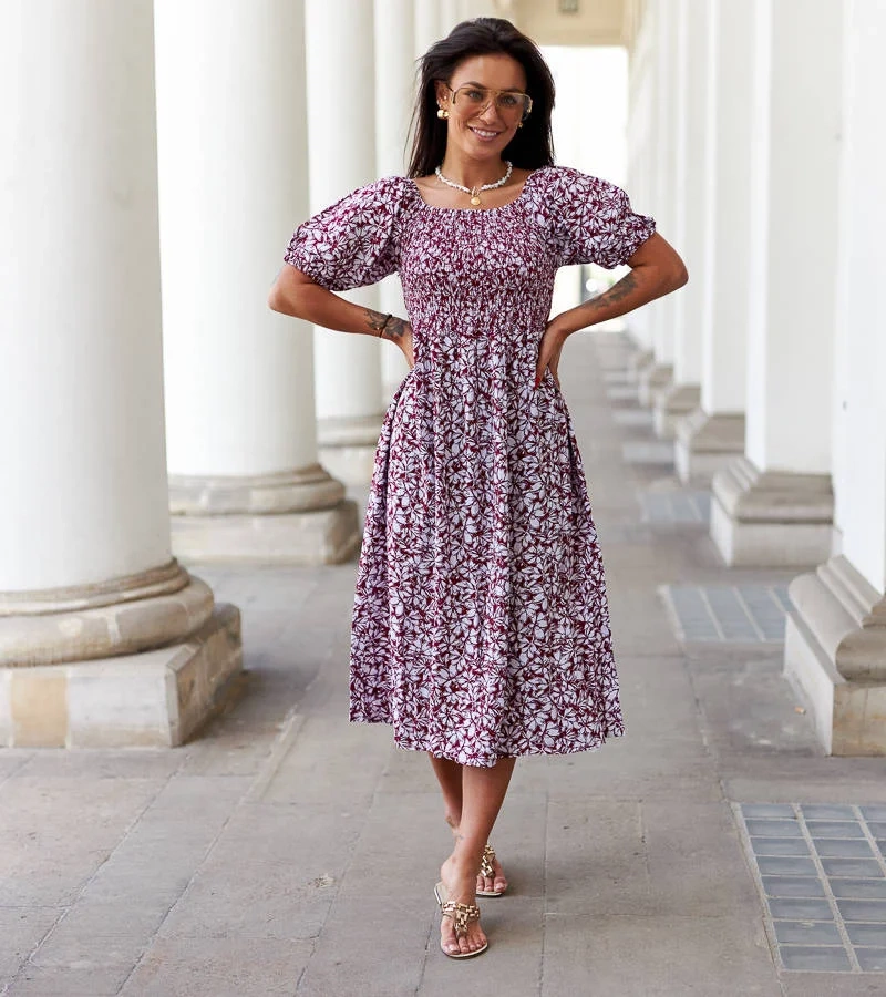 Červené květinové šaty Edoardo