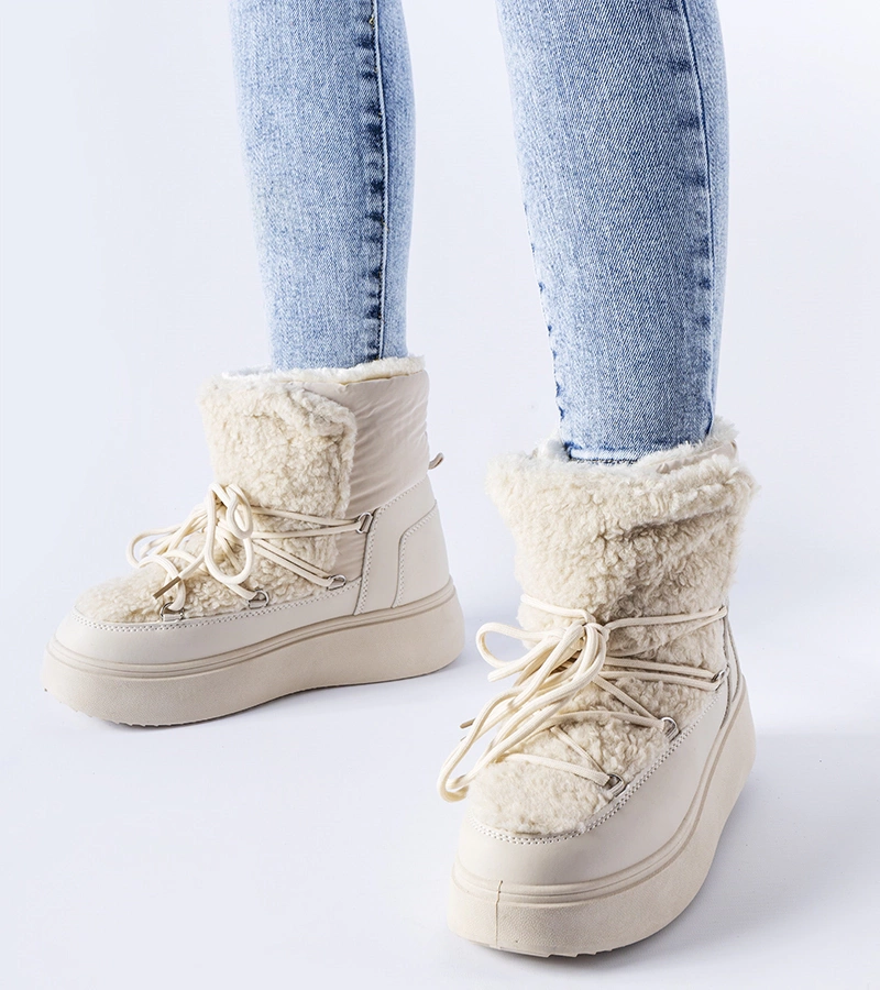 Beige sněhule na masivní platformě Elvio