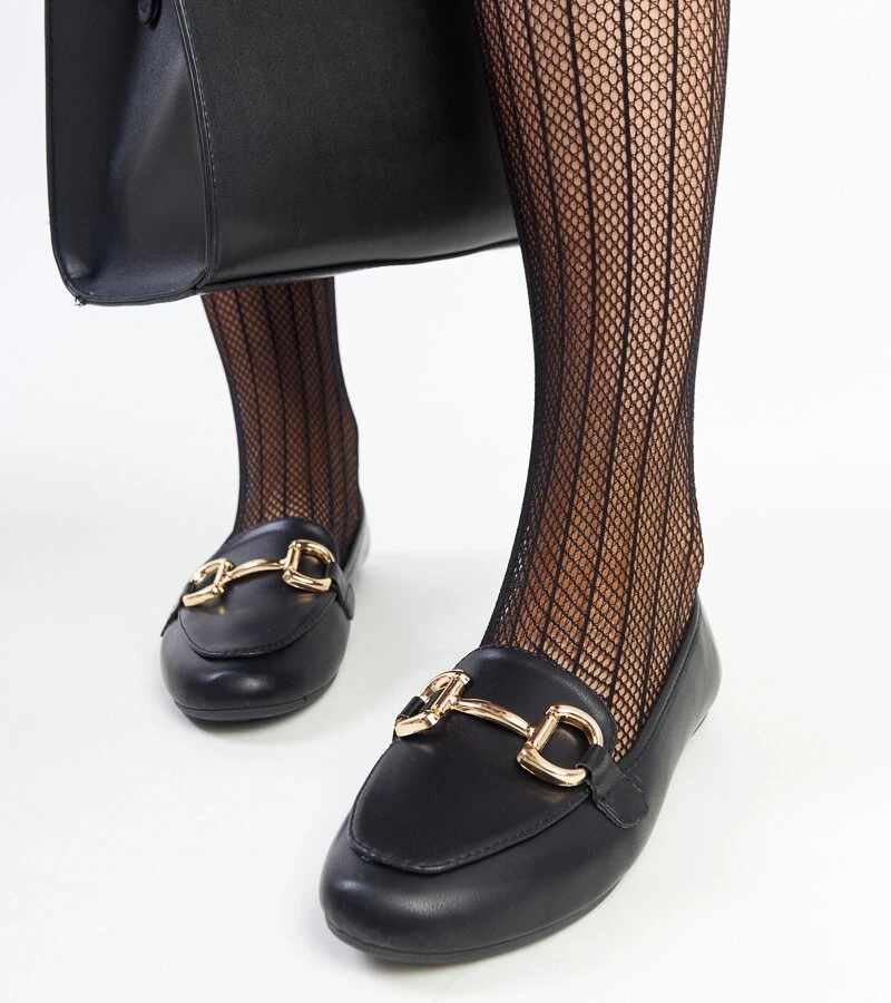 Černé mokasíny s přezkou Tanja