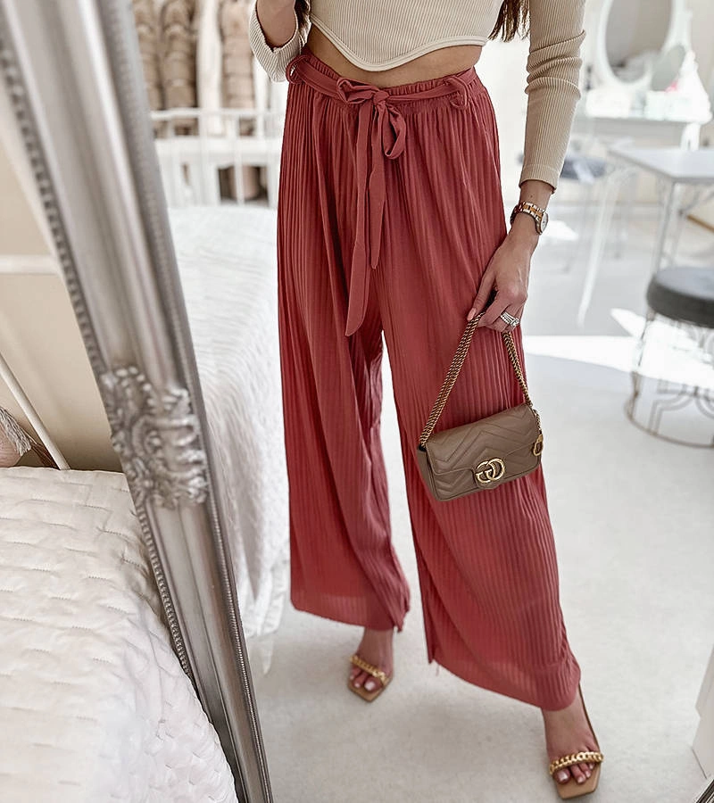 Růžové plisované kalhoty Claudette