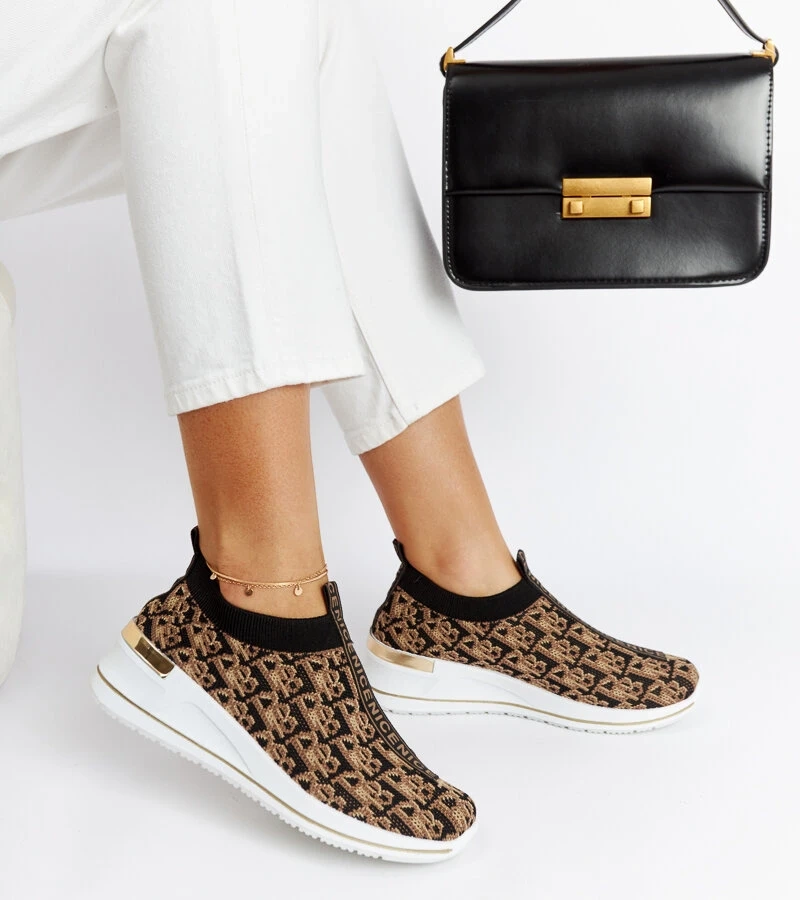 Černohnědé boty Slip On Tartano