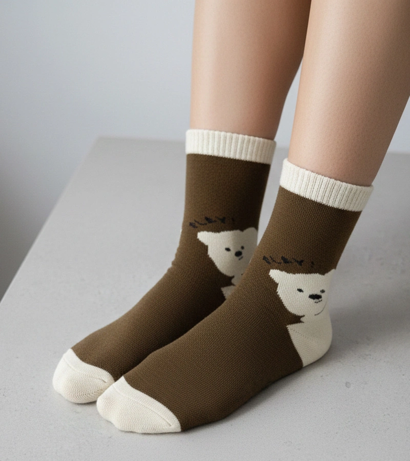 Hnědé ponožky s medvídkem Sella