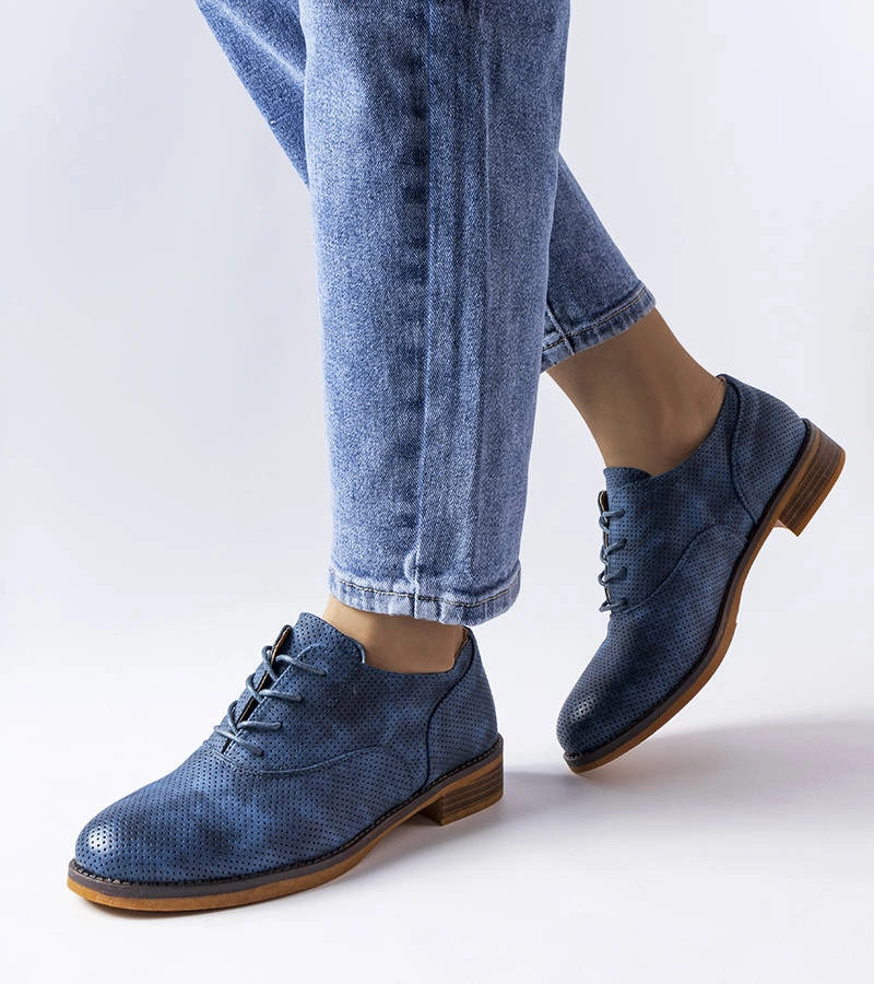 Modré perforované polobotky Kairaouani